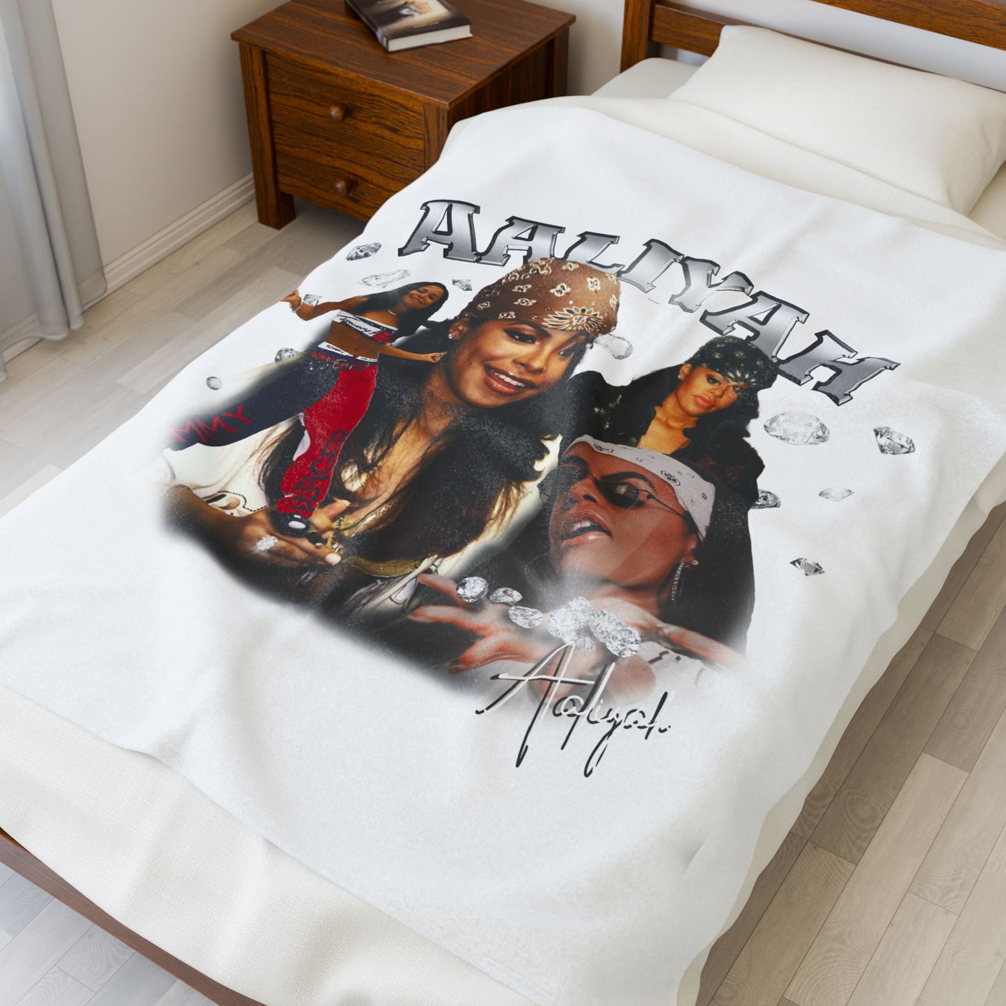 Aaliyah Inspired Velveteen Plush Blanket | Cozy Throw for Fans | Vintage Aesthetic