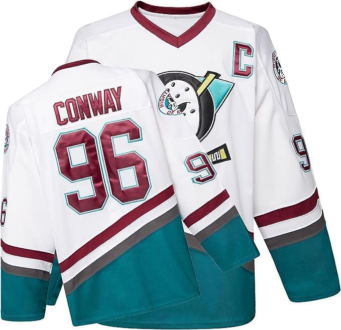 Mighty Ducks Movie Ice Hockey Jersey 96# Charlie Conway Stitched Letters and Numbers