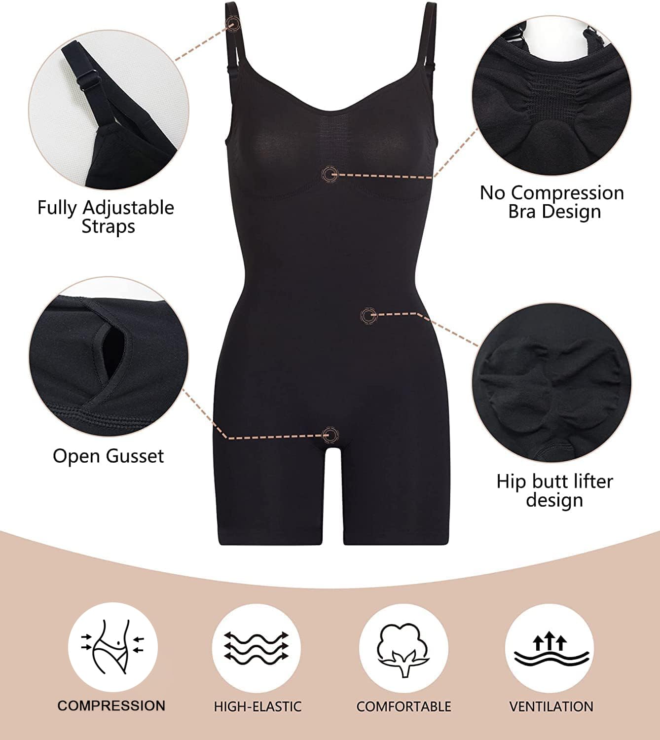 SHAPERX Women's Shapewear Bodysuit Tummy Control Body Shaper Seamless Sculpting Snatched Waist Body Suit,SZ5218-2-Black-2XL/3XL(One piece)