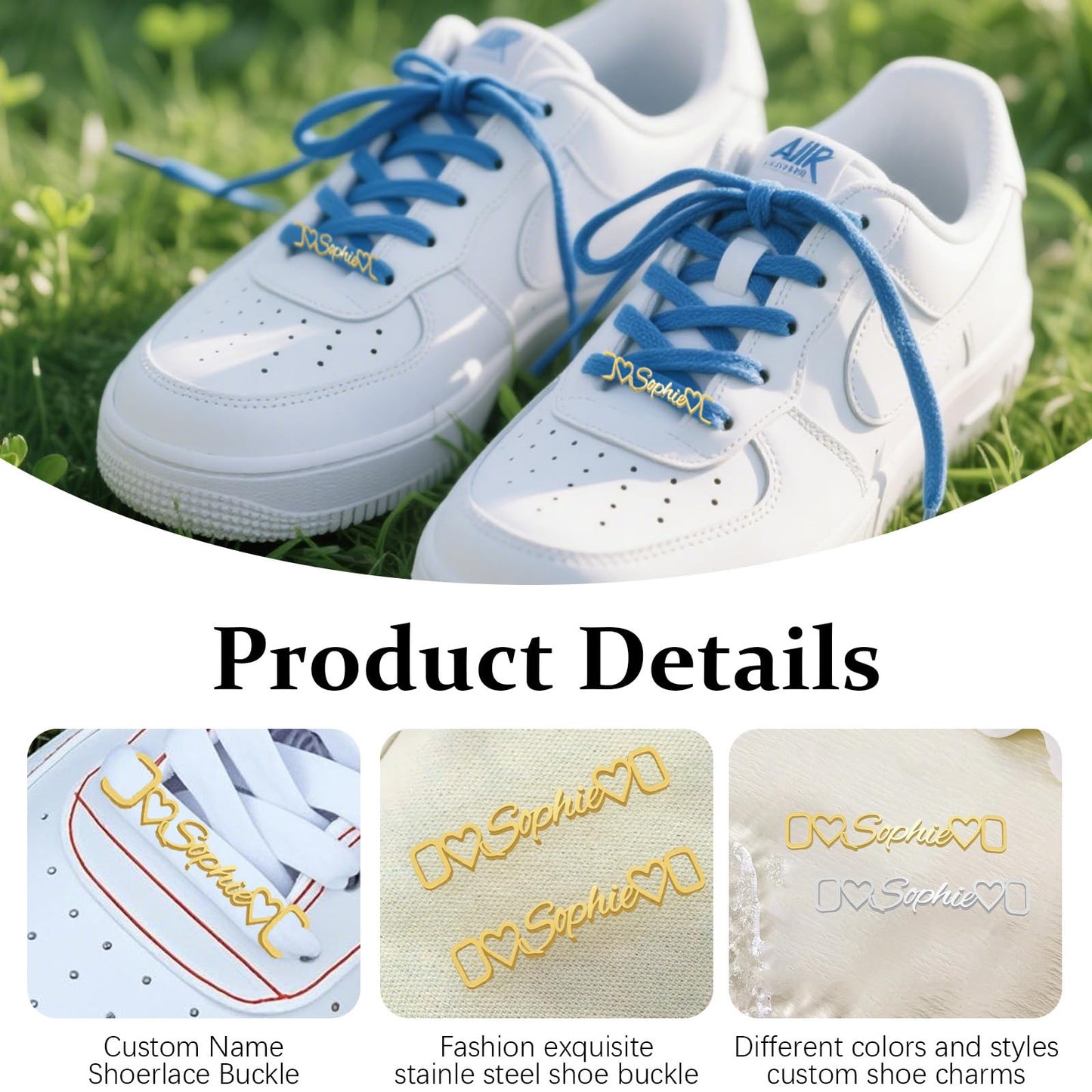 Zloris 2Pcs Personalized Shoe Charms for Sneakers Shoelace Charms Stainless Steel Decorations Accessories for Men Women