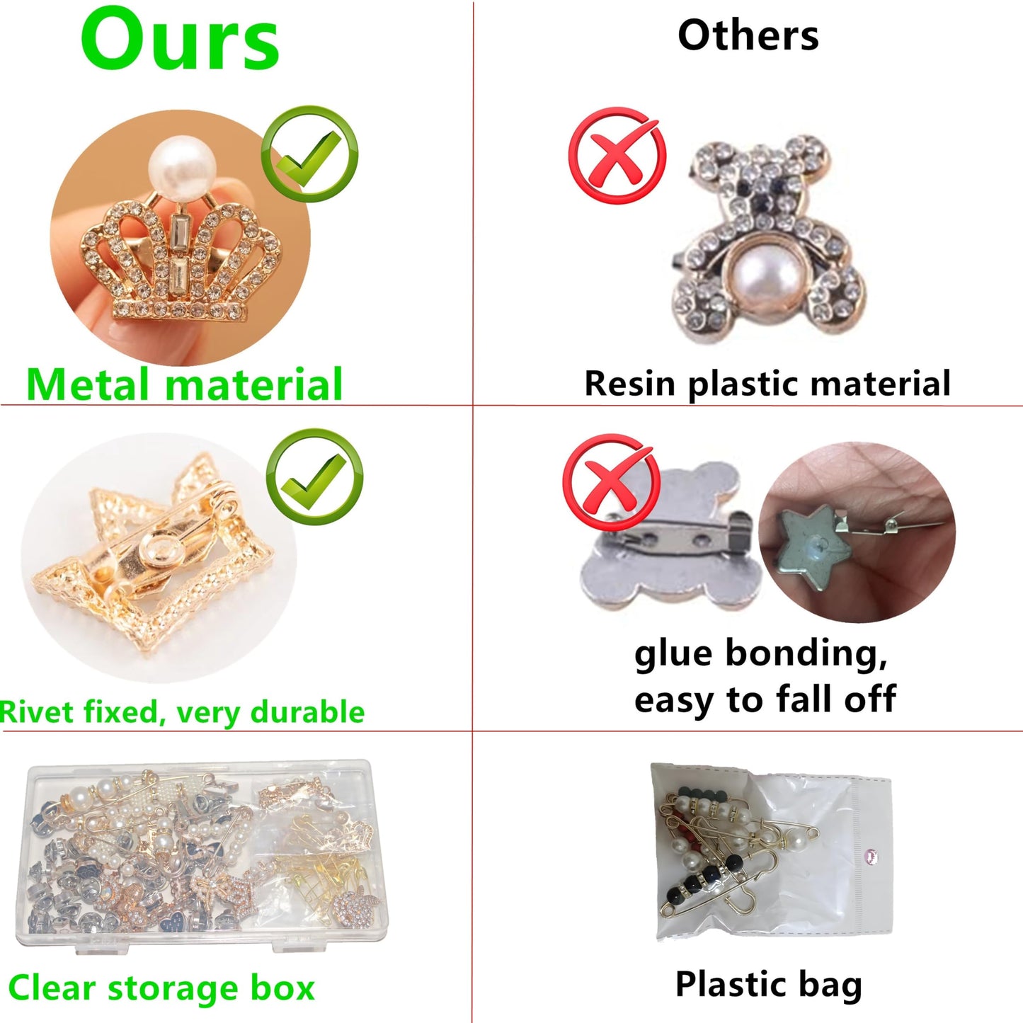 72Pcs Junk Socks Charms Kit, Gold Brooches and Pins for Women,Pearl and Rhinestone Sock Charms with Safety Pins, DIY Accessories for Decorating and Personalizing Socks Clothes Hats Shoes Scarf Shawl