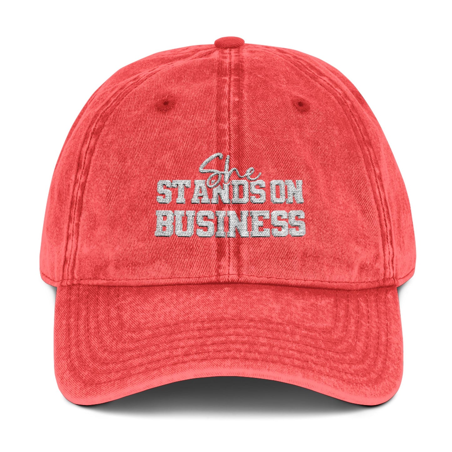 Vintage Embroidered Cap - 'She Stands on Business'