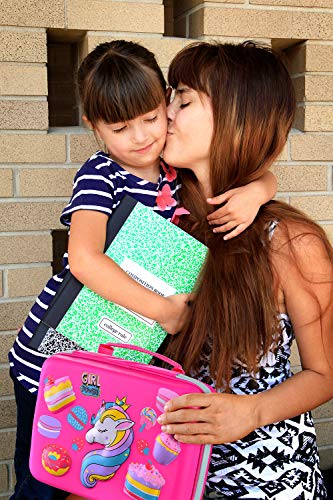 COO&KOO Unicorn Lunch Bag Lunch Box Set, Insulated Lunch Bag with 3 Compartment Bento Box Ice Pack Water Bottle Silicon Cap Spoon Salad Container for Lunch Kid's School Supplies Ideal for Age 7-15