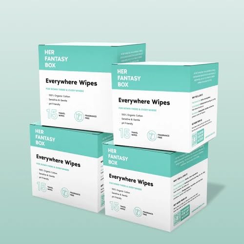 Her Fantasy Box | Everywhere Wipes – 100% Organic Cotton, Gentle & Refreshing, pH-Balanced, Fragrance-Free, Plant-Powered for Body, Face & Intimate Areas, Ideal for Sensitive Skin - 1 Pack, 15 Wipes