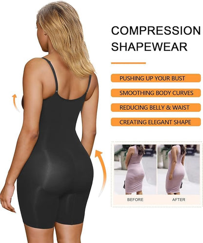 SHAPERX Women's Shapewear Bodysuit Tummy Control Body Shaper Seamless Sculpting Snatched Waist Body Suit,SZ5218-2-Black-2XL/3XL(One piece)