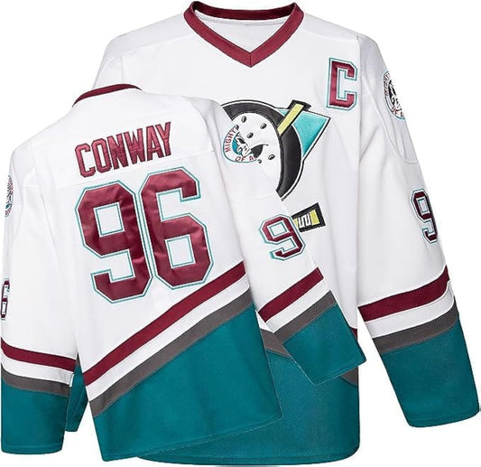 Mighty Ducks Movie Ice Hockey Jersey 96# Charlie Conway Stitched Letters and Numbers
