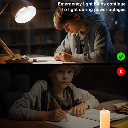Emergency Rechargeable Light Bulbs,6 Pack Battery Operated Backup Light Bulb for Power Outage Camping Outdoor Hurricane 9W E27 8500K 1200mAh White Equivalent Self-Charging LED Light Bulbs