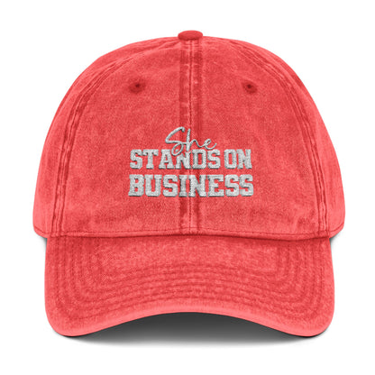Vintage Embroidered Cap - 'She Stands on Business'