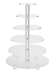 Jusalpha® 6 Tier Round Acrylic Cupcake Stand-cake stand-dessert stand, cupcake Tower 6RFs (6 Tier With Base) (6RF-small)
