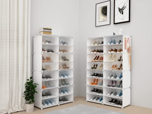 HOMICKER Shoe Storage,32 Pairs Shoe Shelves Rack Organizer with Door for Closet ,Entryway,Hallway,Bedroom