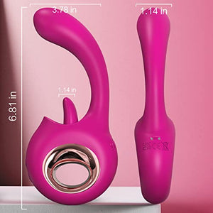 Adult Toys, G Spot Dildo Vibrator, 2 in 1 Tongue Licking & Vibrating Rose Sex Stimulator for Women with 9 Modes, Rechargeable Waterproof Adult Sex Toys for Women and Couples