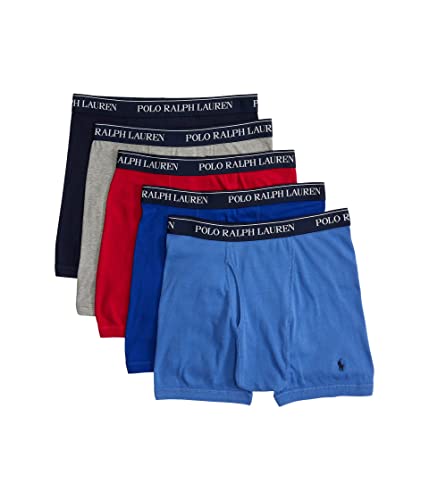 POLO RALPH LAUREN P5 Classic Fit Cotton Boxer Briefs Andover Heather/Aerial Blue/Rugby Royal Rl2000 Red/Cruise Navy LG