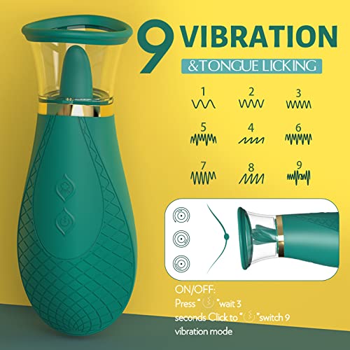 Clitoral Sucking Vibrator Sex Toys, 3 Sucking 9 Licking Modes Nipples Clit Sucker for Quick Orgasm, Tongue Vibrators Adult Toys for Women Couples-Green