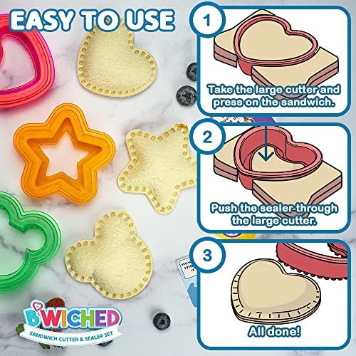 Sandwich Cutter and Sealer - Uncrustables Sandwich Maker - Great for Lunchbox and Bento Box - Boys and Girls Kids Lunch - Sandwich Cutters for Kids (Heart, Star, Mouse)