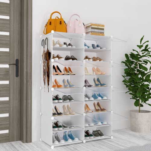 HOMICKER Shoe Storage,32 Pairs Shoe Shelves Rack Organizer with Door for Closet ,Entryway,Hallway,Bedroom